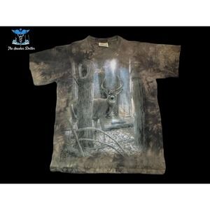Vintage Made in The U.S.A. The Mountain Deer and Wildlife All Over Print T-Shirt